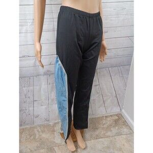 Vintage Algy Dance Leggings Pants Youth Girl's Black Blue Shiny Sz L